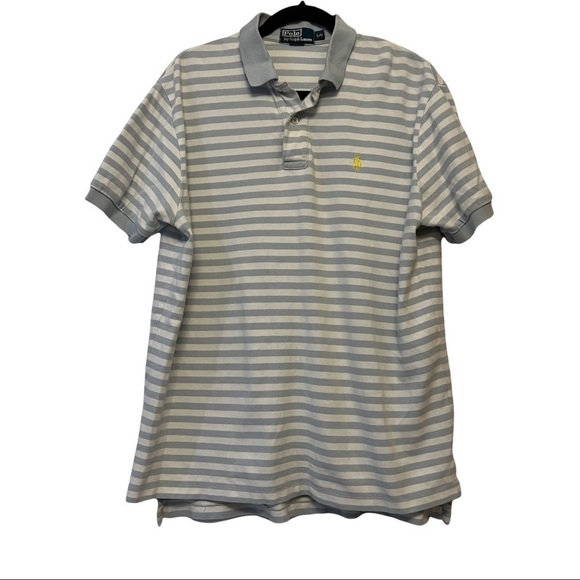 Polo Ralph Lauren Light Blue & White Striped Polo Shirt - Picture 1 of 4